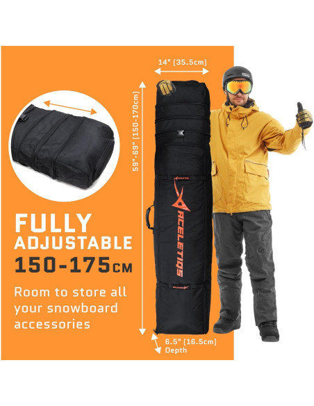 Bolsa de Snowboard Aceletiqs con Ruedas 170cm Impermeable