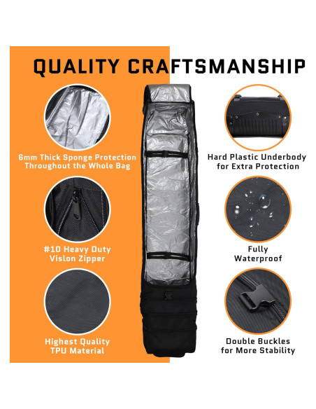 Bolsa de Snowboard Aceletiqs con Ruedas 170cm Impermeable