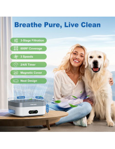 Purificador de Aire TDBYWAE HEPA para Mascotas y Alergias - 600 ft 2