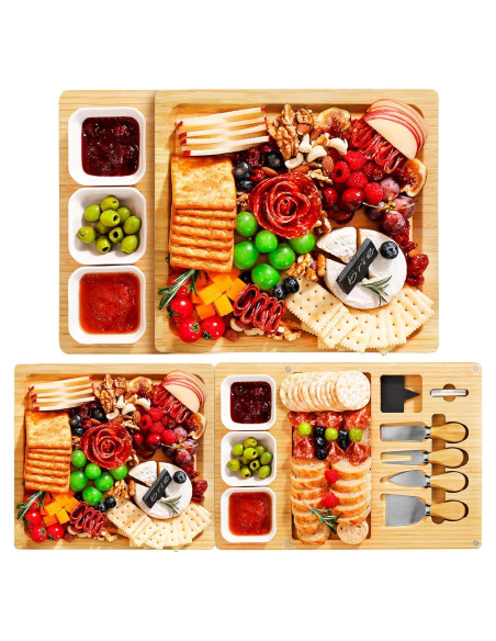 Tabla de Charcutería Extra Grande Easoger 71.12x27.94cm con Cuchillos