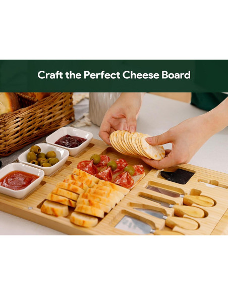 Tabla de Charcutería Extra Grande Easoger 71.12x27.94cm con Cuchillos