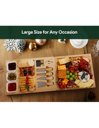 Tabla de Charcutería Extra Grande Easoger 71.12x27.94cm con Cuchillos