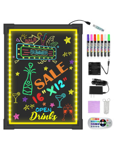 Tablero LED Borrable Hosim 40x30 cm con 8 Marcadores