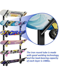 Soporte de Pared Lhysn para Skateboard 6 Capas 89.81kg 2