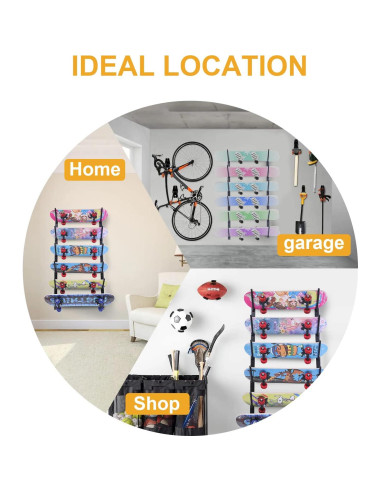 Soporte de Pared Lhysn para Skateboard 6 Capas 89.81kg