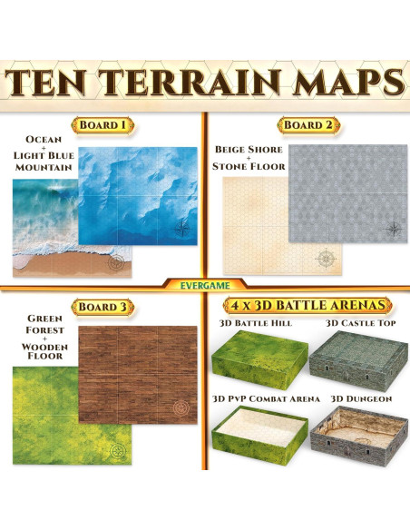 10 Tapetes de Juego DND EverGame 22x26 cm + 140 Stickers