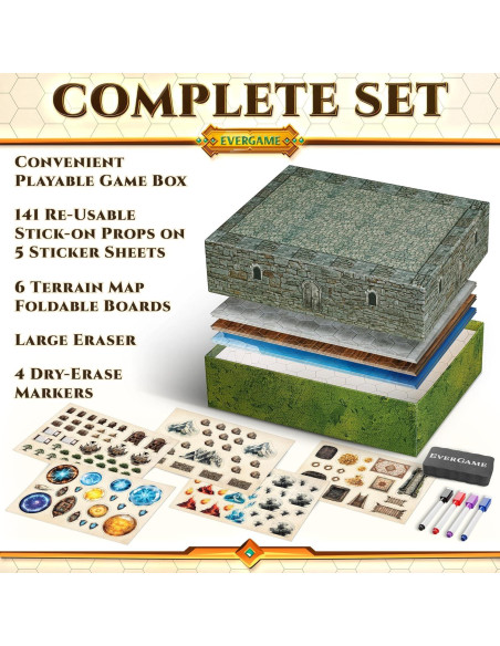 10 Tapetes de Juego DND EverGame 22x26 cm + 140 Stickers