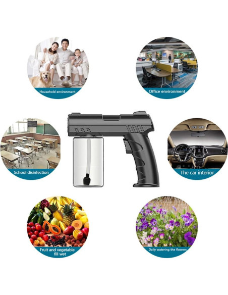 Pistola de Spray Nano BEBESIRI K7 Recargable 280ml Negra