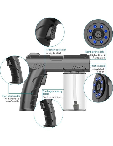 Pistola de Spray Nano BEBESIRI K7 Recargable 280ml Negra