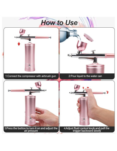 Aerógrafo Inalámbrico Rhinowisdom ZYY-02 Rosa - Portátil y Automático