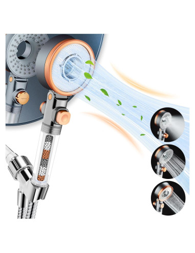 Cabezal de Ducha Filtrado Luxsego con Manguera y Soporte