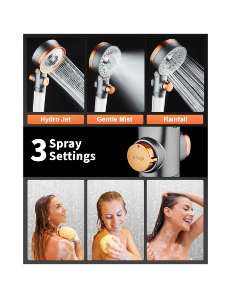 Cabezal de Ducha Filtrado Luxsego con Manguera y Soporte Cabezal de Ducha Filtrado Luxsego con Manguera y Soporte