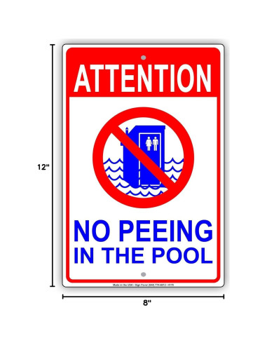 Placa de Aluminio de Seguridad 20x30 cm - No Orinar en Piscina