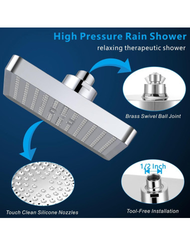 Cabezal de Ducha Voolan Alta Presión con Filtro y Manguera 150 cm