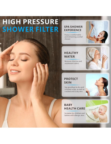 Cabezal de Ducha Voolan Alta Presión con Filtro y Manguera 150 cm