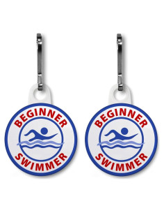 Alerta de Seguridad para Nadadores Principiantes - Creative Clam - Paquete de 2 Charm de Cremallera 2.54 cm
