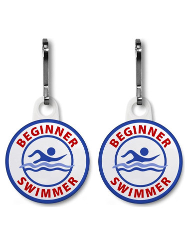 Alerta de Seguridad para Nadadores Principiantes - Creative Clam - Paquete de 2 Charm de Cremallera 2.54 cm