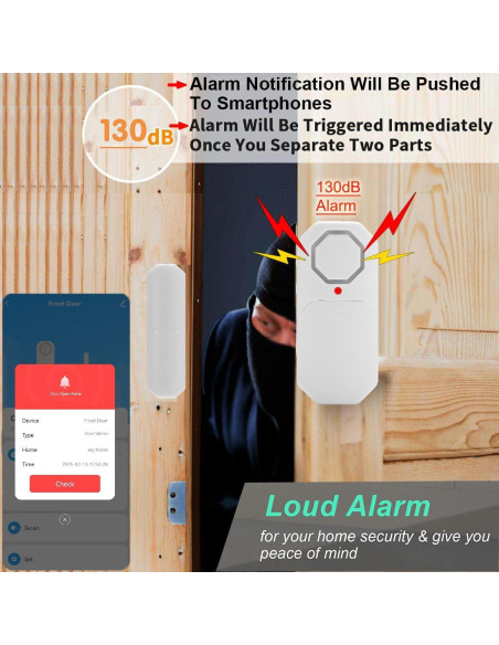 Alarma de Puerta Inalámbrica WiFi Evernary DWA-01 130dB Alarma de Puerta Inalámbrica WiFi Evernary DWA-01 130dB