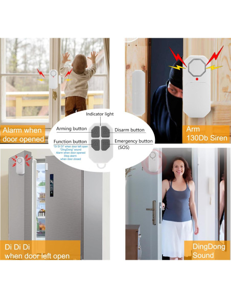 Alarma de Puerta Inalámbrica WiFi Evernary DWA-01 130dB Alarma de Puerta Inalámbrica WiFi Evernary DWA-01 130dB