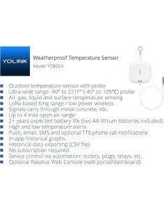 Sensor de Temperatura y Humedad YoLink con Hub, 304.8m 2