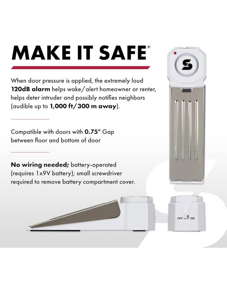 Alarma de Cuña de Puerta SABRE 120 dB Inalámbrica Blanca