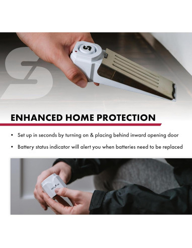 Alarma de Cuña de Puerta SABRE 120 dB Inalámbrica Blanca