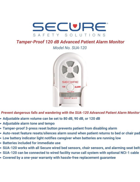 Alarma de Silla Segura 45CSET-5 para Adultos Mayores - Sensor 30x30 cm