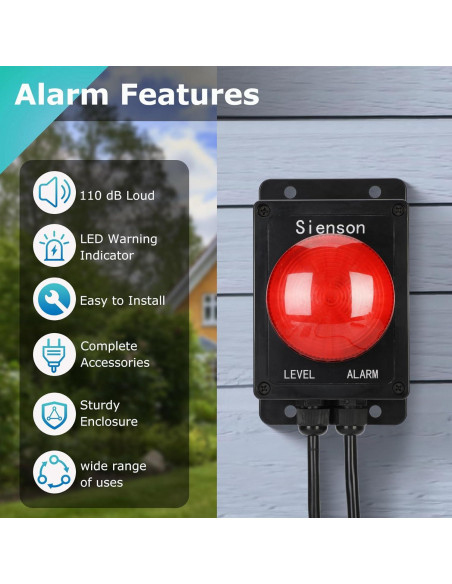 Alarma de Bomba de Sump Sienson 110dB con Flotador 10 pies