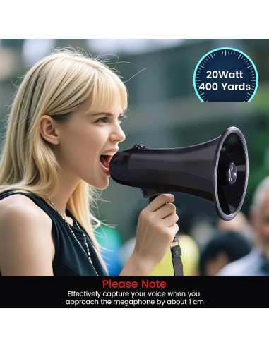 Megáfono Portátil MyMealivos 20W con Sirena y Control de Volumen
