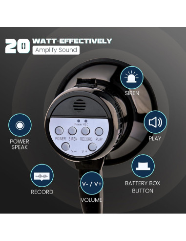 Megáfono Portátil MyMealivos 20W con Sirena y Control de Volumen