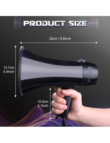 Megáfono Portátil MyMealivos 20W con Sirena y Control de Volumen