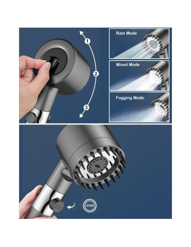 Cabezal de Ducha Alta Presión WPARHUS 4 Modos 1.5M Filtrado
