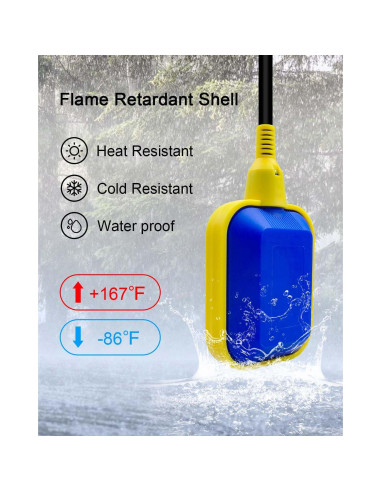 Alarma de Agua Alta GMURA 110dB con Luz LED y Flotador 3.05m