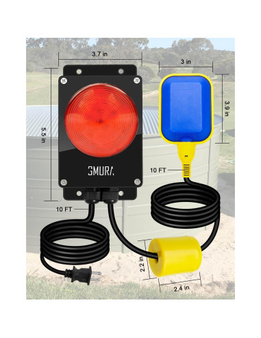 Alarma de Agua Alta GMURA 110dB con Luz LED y Flotador 3.05m