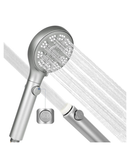 Cabezal de Ducha Rotorli Alta Presión 5 Modos con Manguera 182.88 cm