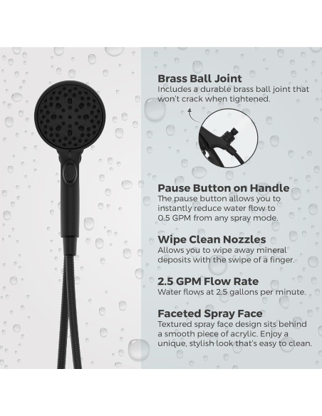 Cabezal de Ducha Portátil Pfister HydroFuse 6 Funciones 9.5 LPM Cabezal de Ducha Portátil Pfister HydroFuse 6 Funciones 9.5 LPM