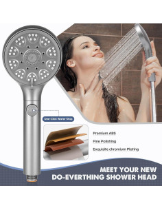 Cabezal de Ducha Rotorli Alta Presión 5 Modos con Manguera 182.88 cm 2