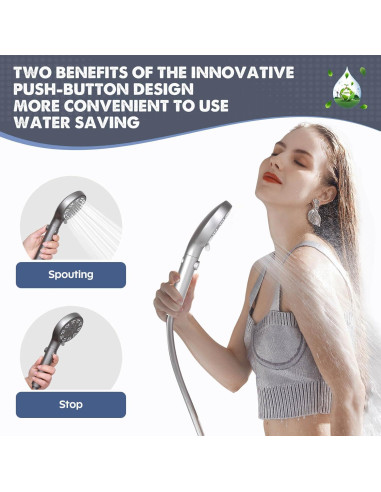 Cabezal de Ducha Rotorli Alta Presión 5 Modos con Manguera 182.88 cm