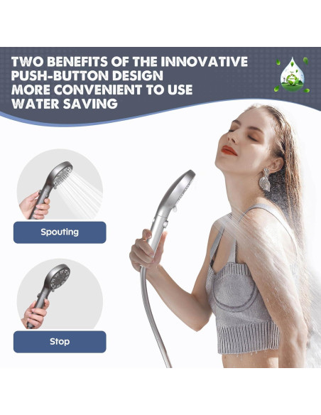 Cabezal de Ducha Rotorli Alta Presión 5 Modos con Manguera 182.88 cm