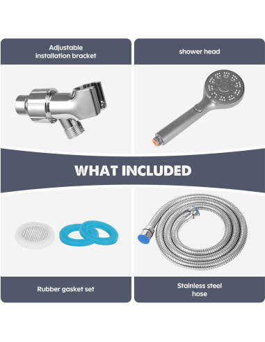 Cabezal de Ducha Rotorli Alta Presión 5 Modos con Manguera 182.88 cm