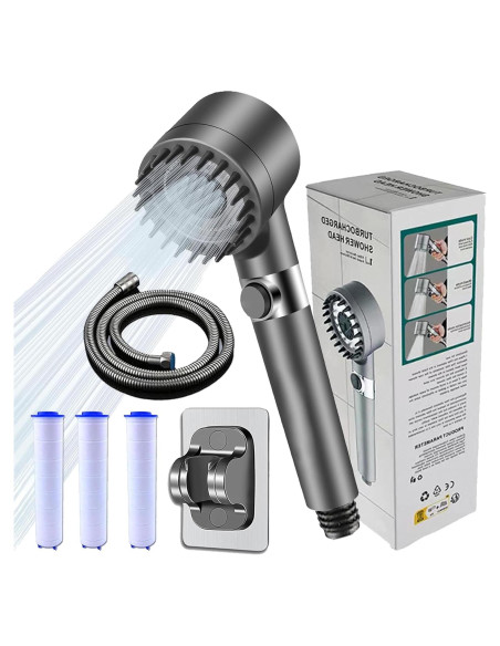 Cabezal de Ducha Alta Presión WPARHUS con Filtro y 4 Modos
