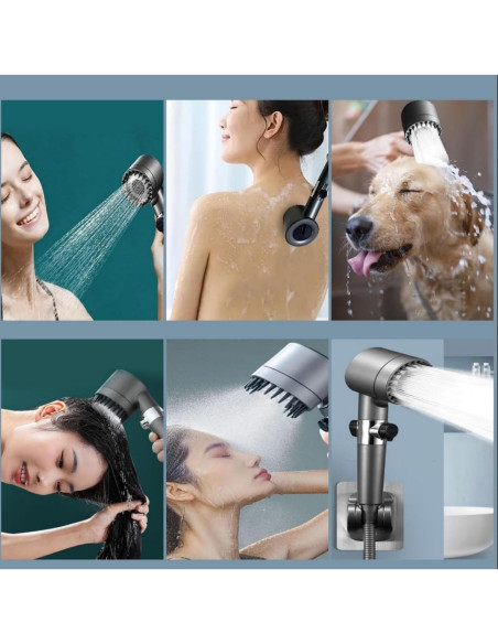 Cabezal de Ducha Alta Presión WPARHUS con Filtro y 4 Modos