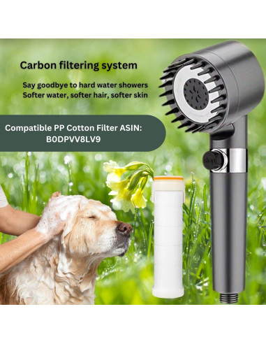 Cabezal de Ducha Alta Presión Genérico 3 Modos Gris Mate