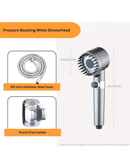 Cabezal de Ducha Alta Presión Genérico 3 Modos Gris Mate