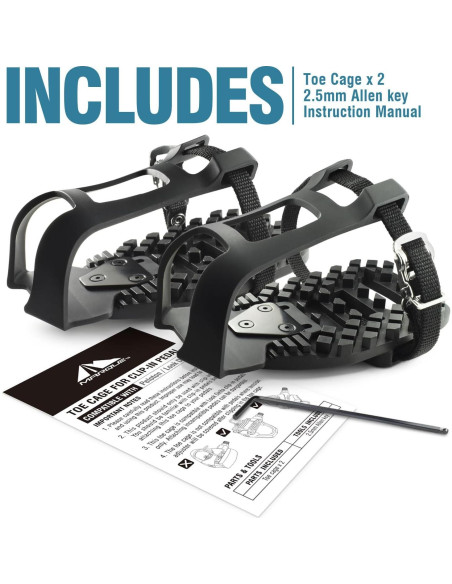 Pedales de Bicicleta Estacionaria MARQUE MCT-08 con Jaula para Dedos