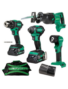 Kit de Taladro Inalámbrico Metabo HPT 18V 4 Piezas con Baterías