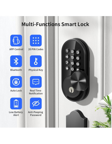 Cerradura Inteligente TEEHO TE341 Bluetooth con Control APP - Plata