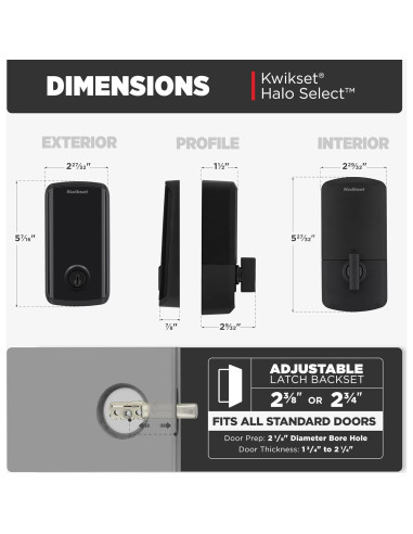 Cerradura Inteligente Kwikset Halo Select Wi-Fi Negro Mate