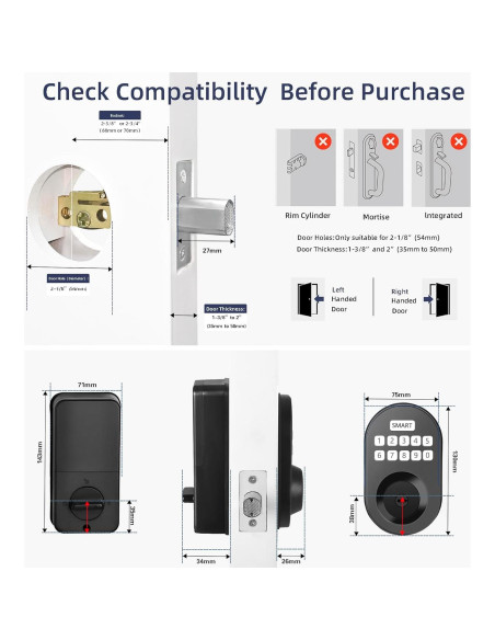 Cerradura Electrónica Sin Llave MINIA con Teclado - Seguridad Hogar
