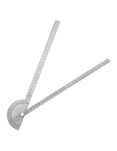 Regla y Transportador de Acero Inoxidable Outus 30 cm 180